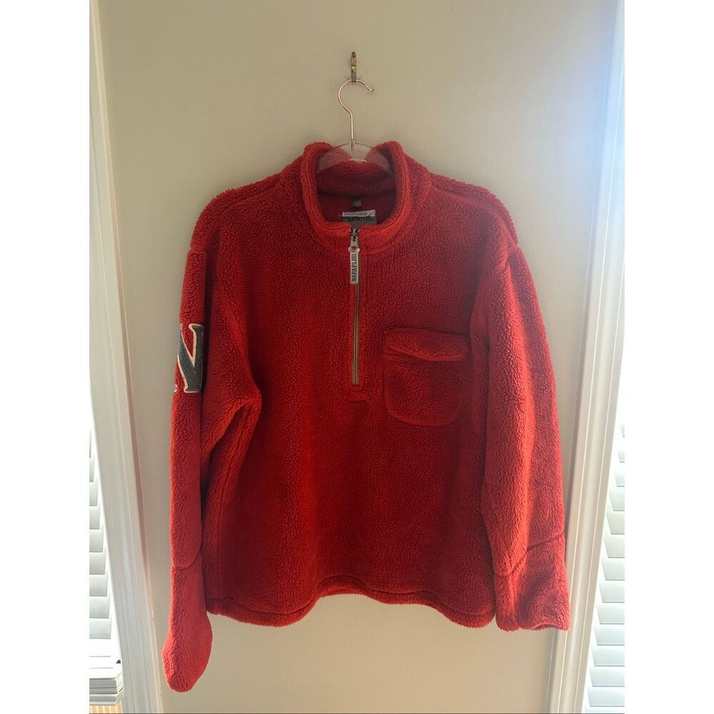 Vintage Napapijri Made in Italy Red Sherpa M Half Zip